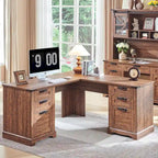 60 Farmhouse L-förmiger Chefschreibtisch, Holz Eckschreibtisch, Computertisch