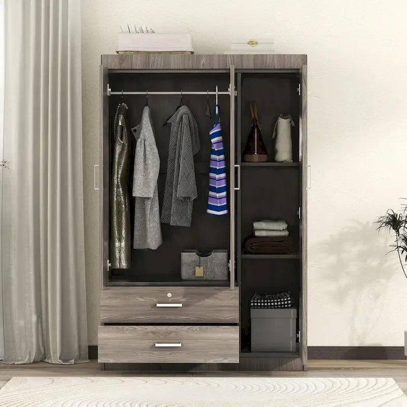3-türiger Kleiderschrank mit 2 Schubladen