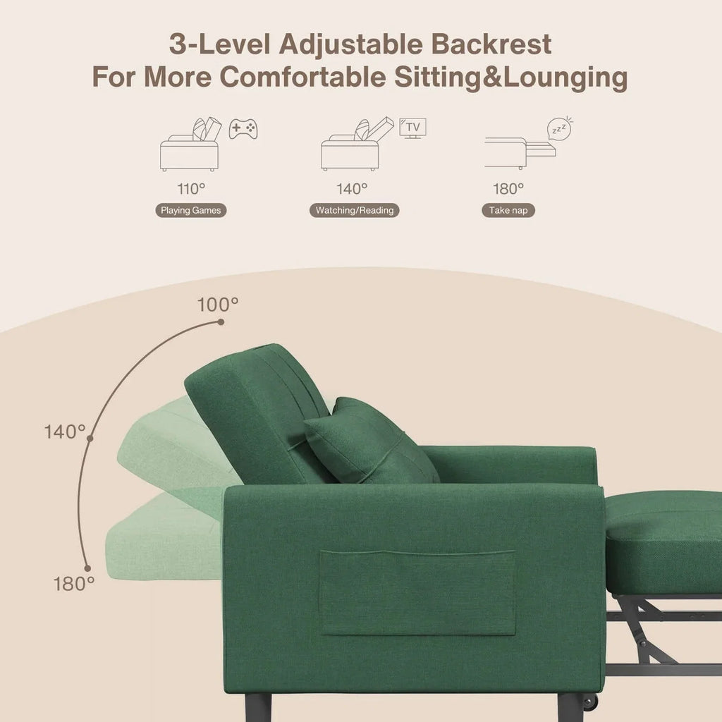 3-in-1 verstellbares Schlafsofa, ausziehbares Sesselsofa, umwandelbares Klappbett für das Wohnzimmer
