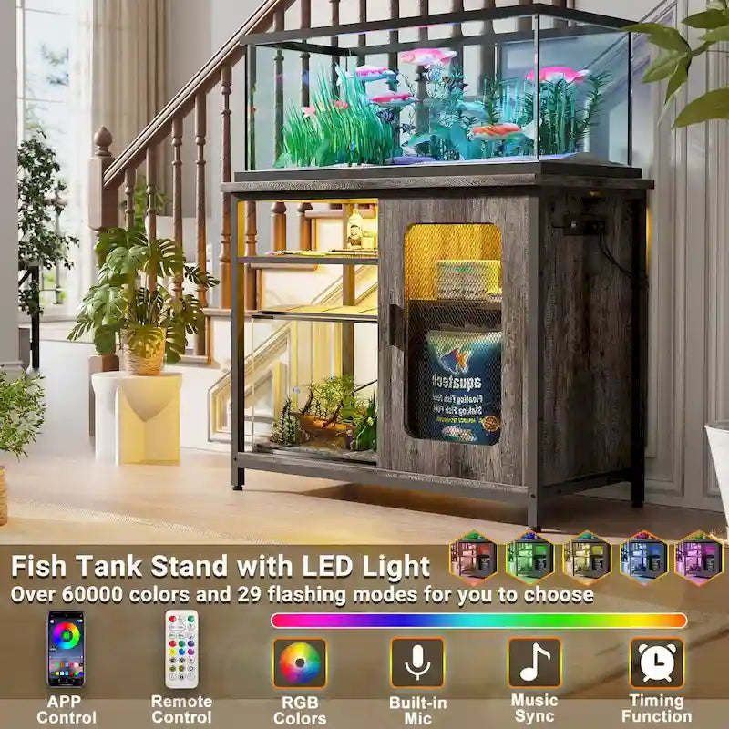 20-29 Gallonen Aquarienunterschrank mit Steckdosen & LED-Beleuchtung