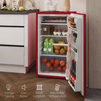 3.2 Cu.Ft Mini-Kühlschrank mit Gefrierfach, eintüriger Kompaktkühlschrank mit einstellbarem Thermostat für das Schlafzimmer