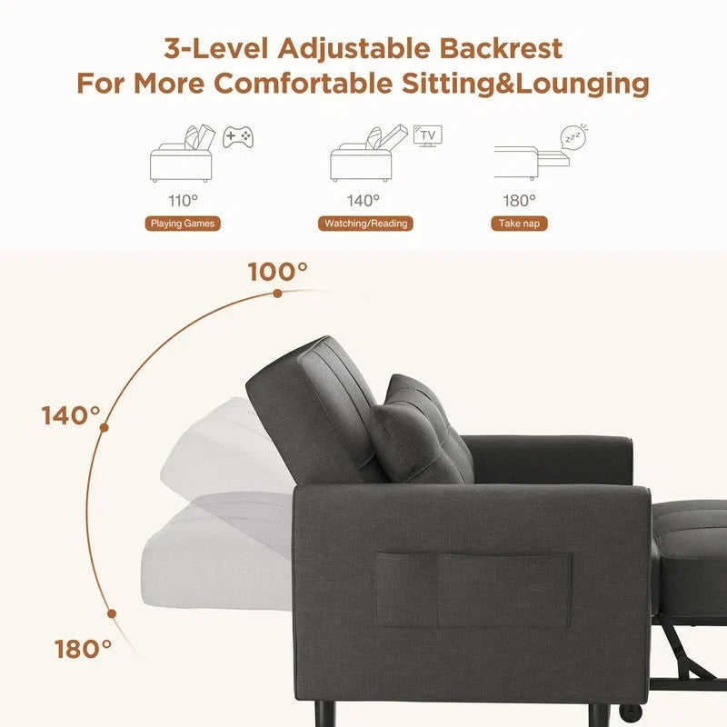 3-in-1 verstellbares Schlafsofa, ausziehbares Sesselsofa, umwandelbares Klappbett für das Wohnzimmer