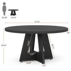 47 Zoll runder Esstisch für 4 Personen, Holztisch im Landhausstil für Küche, Esszimmer, Wohnzimmer