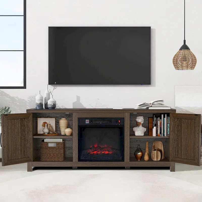 58 Farmhouse elektrische Kamin-TV-Ständer Konsolentisch für Fernseher bis zu 65 Zoll