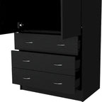 19 Moderner Doppeltüriger Kleiderschrank mit 3 Schubladen und 1 Kleiderstange für Schlafzimmer
