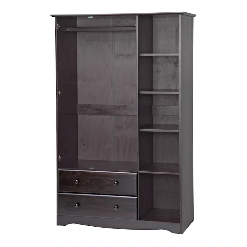 3-türiger Kleiderschrank – Weiß/Mokka/Java – Massivholz