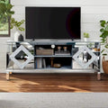 59-Zoll-TV-Ständer mit rautenförmigen Spiegeltüren und Stauraum für Fernseher bis zu 65 Zoll