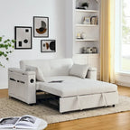 54 Schlafsofa zum Ausziehen, 2-Sitzer-Schlafsofa mit Stauraum, Lendenkissen, USB-Steckdose