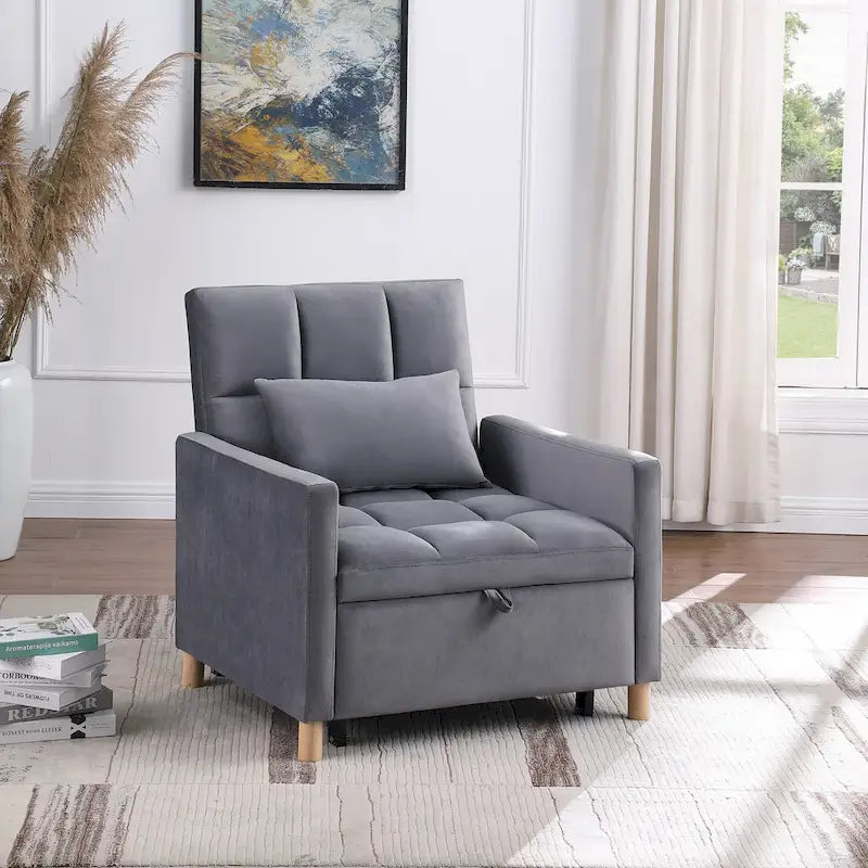 3-in-1 Schlafsofa Loungesessel, Schwarz