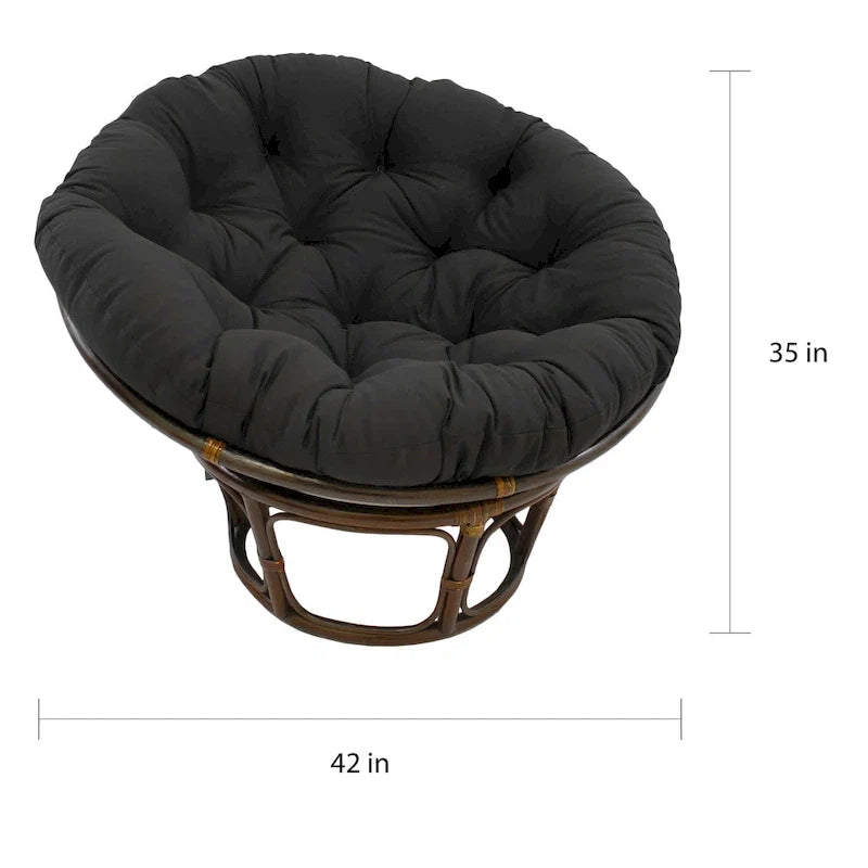 42 Zoll Papasan-Sessel aus Rattan mit Twill-Kissen