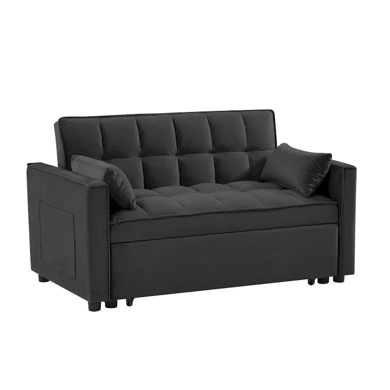 3-in-1 Schlafsofa aus Samt mit Ausziehbett und verstellbarer Rückenlehne