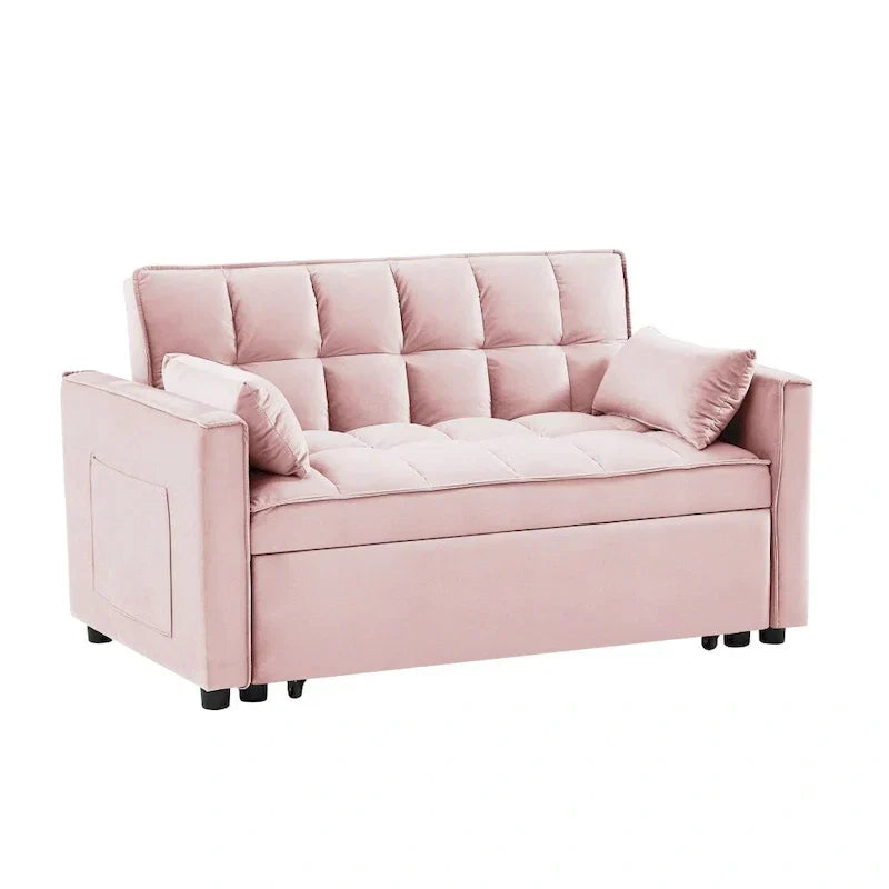 3-in-1 Schlafsofa aus Samt mit Ausziehbett und verstellbarer Rückenlehne