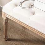 48 extralange, rechteckige, getuftete Ottomanenbank-Sitzbank – Beige