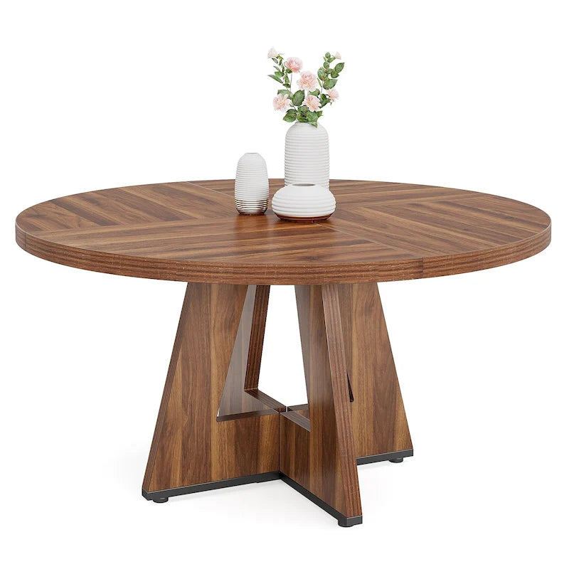 47 Zoll runder Esstisch für 4 Personen, Holztisch im Landhausstil für Küche, Esszimmer, Wohnzimmer