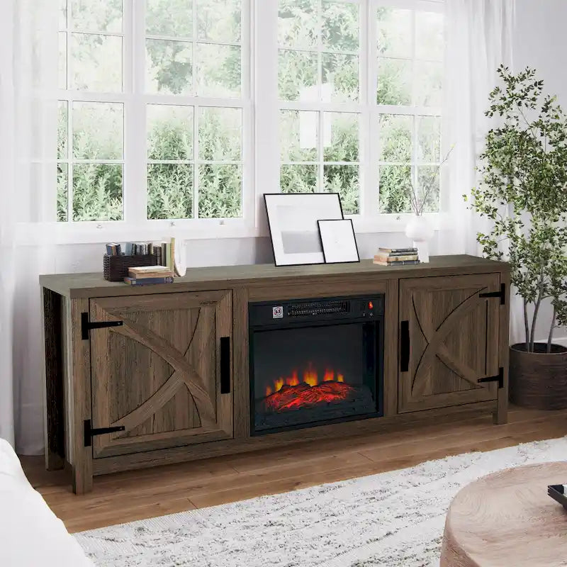 58 Farmhouse elektrische Kamin-TV-Ständer Konsolentisch für Fernseher bis zu 65 Zoll
