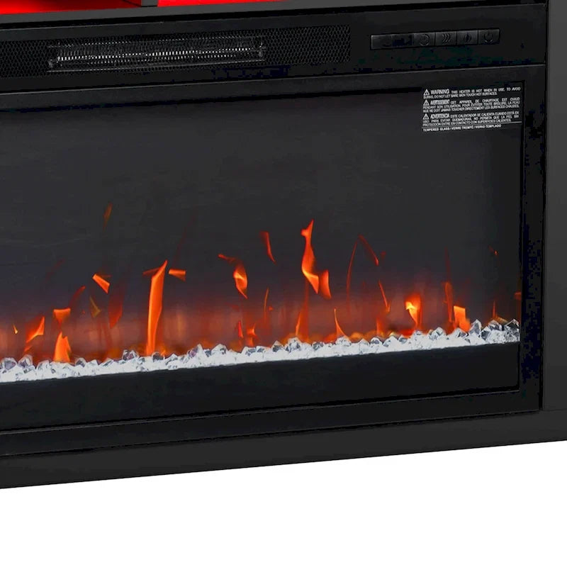 68 Moderne schwarze RGB-Elektrokamin-TV-Konsole für Fernsehgeräte bis 72 Zoll