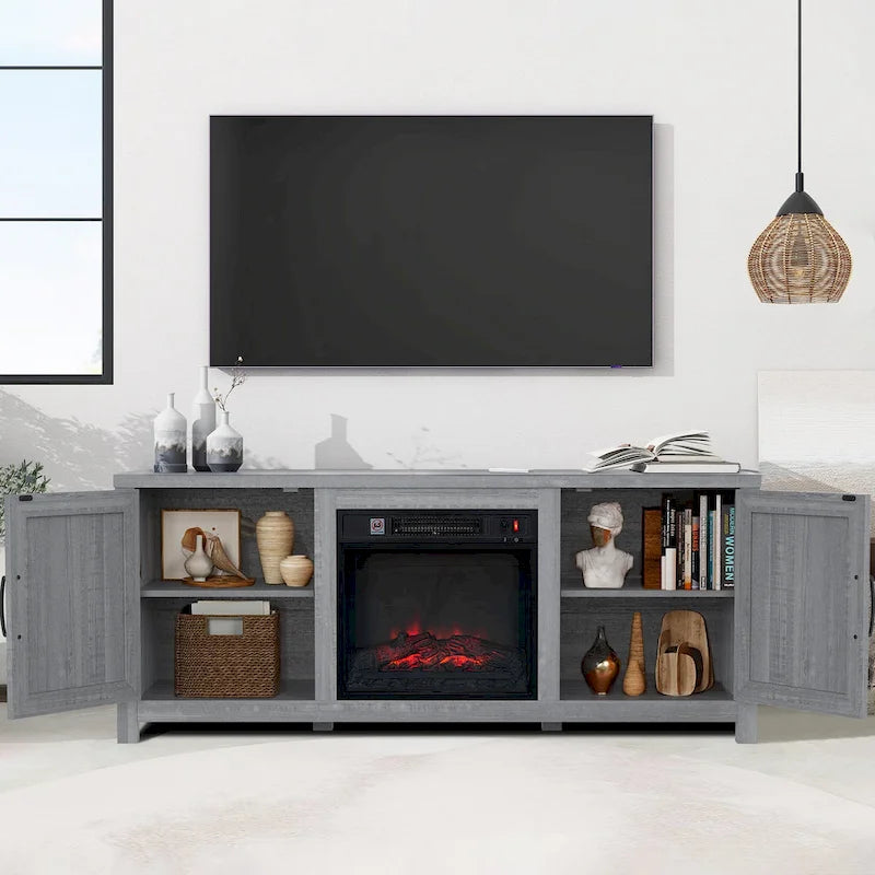 58 Farmhouse elektrische Kamin-TV-Ständer Konsolentisch für Fernseher bis zu 65 Zoll