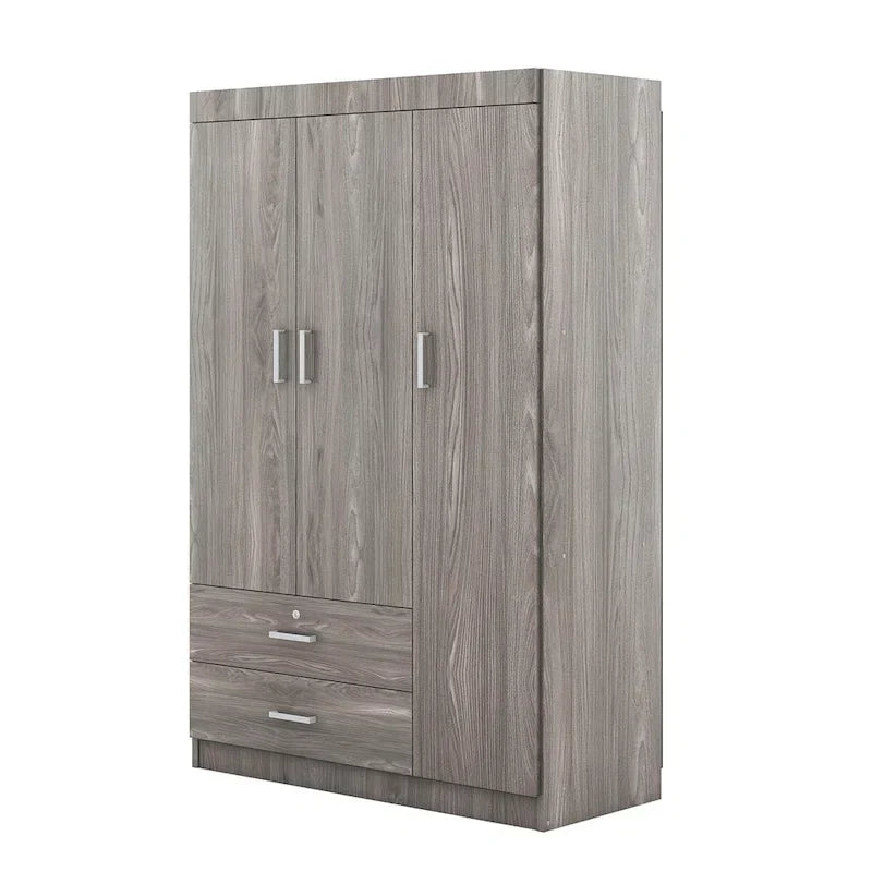 3-türiger Kleiderschrank mit 2 Schubladen
