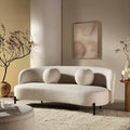 3-Sitzer geschwungenes Sofa mit Kugel-Kissen, Leinenmischung Beige