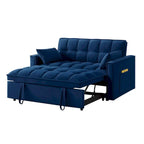 4-in-1 Loveseat Schlafsofa mit Armlehnen & Aufbewahrungstaschen, Multifunktionales getuftetes Ausziehsofa mit verstellbarer Rückenlehne