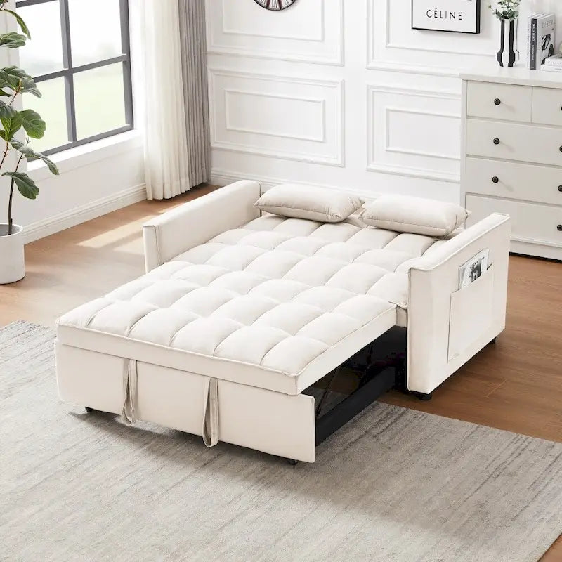 3-in-1 Schlafsofa aus Samt mit Ausziehbett und verstellbarer Rückenlehne