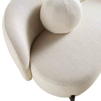 3-Sitzer geschwungenes Sofa mit Kugel-Kissen, Leinenmischung Beige