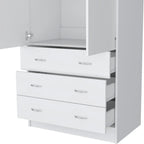 19 Moderner Doppeltüriger Kleiderschrank mit 3 Schubladen und 1 Kleiderstange für Schlafzimmer
