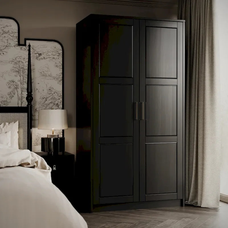 100 % Massivholz Urbaner Kleiderschrank mit 2 Türen, mit Massivholz- und Spiegeltüren