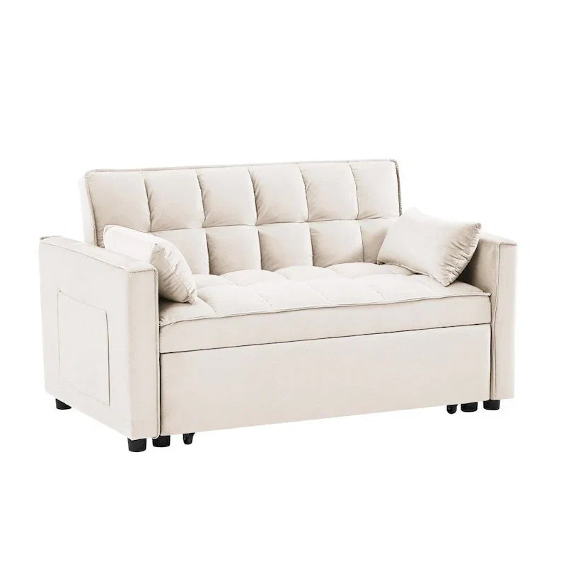 3-in-1 Schlafsofa aus Samt mit Ausziehbett und verstellbarer Rückenlehne