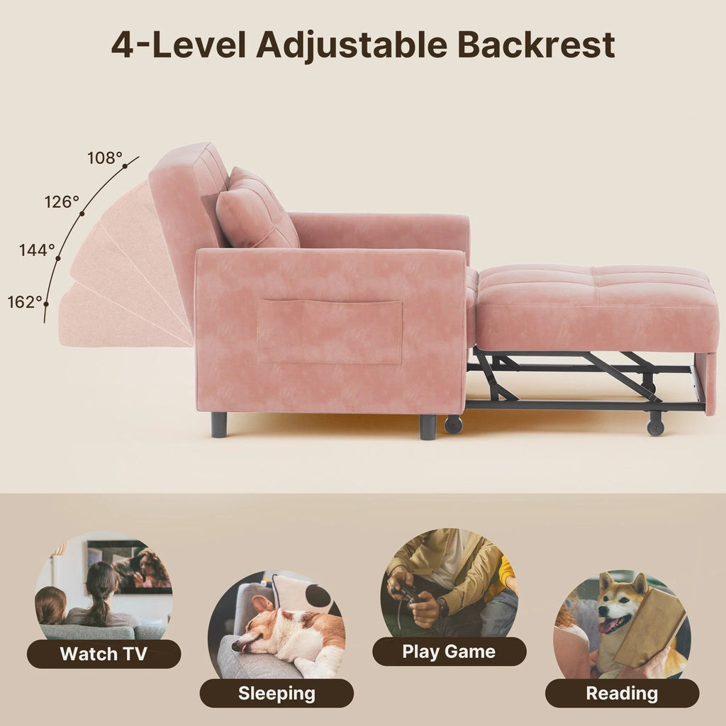 3-in-1 verstellbares Schlafsofa, ausziehbares Sesselsofa, umwandelbares Klappbett für das Wohnzimmer