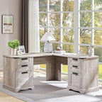 60 Farmhouse L-förmiger Chefschreibtisch, Holz Eckschreibtisch, Computertisch