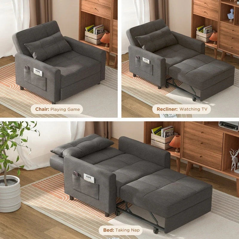 3-in-1 verstellbares Schlafsofa, ausziehbares Sesselsofa, umwandelbares Klappbett für das Wohnzimmer