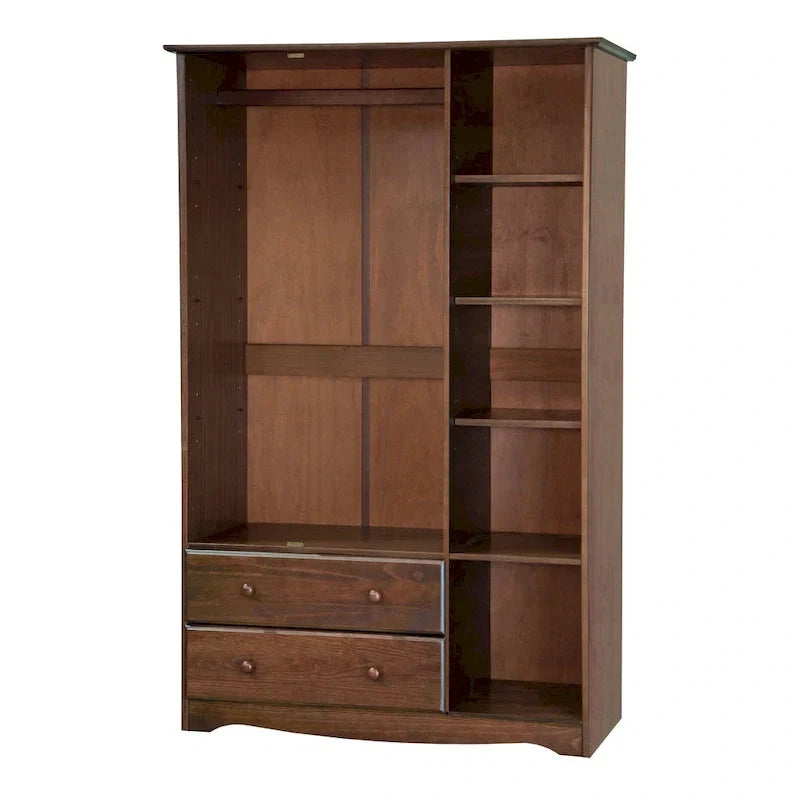 3-türiger Kleiderschrank – Weiß/Mokka/Java – Massivholz