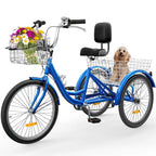 26 Zoll Erwachsenen Dreirad 3-Rad-Fahrrad 7-Gang Dreirad-Fahrrad
