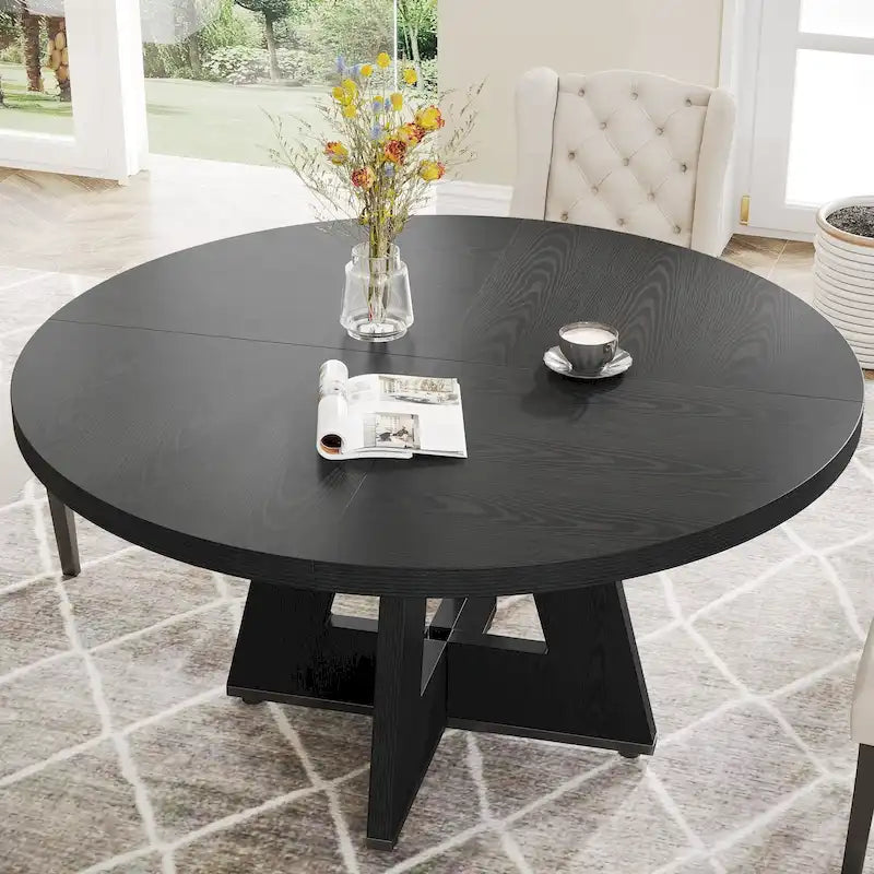 47 Zoll runder Esstisch für 4 Personen, Holztisch im Landhausstil für Küche, Esszimmer, Wohnzimmer