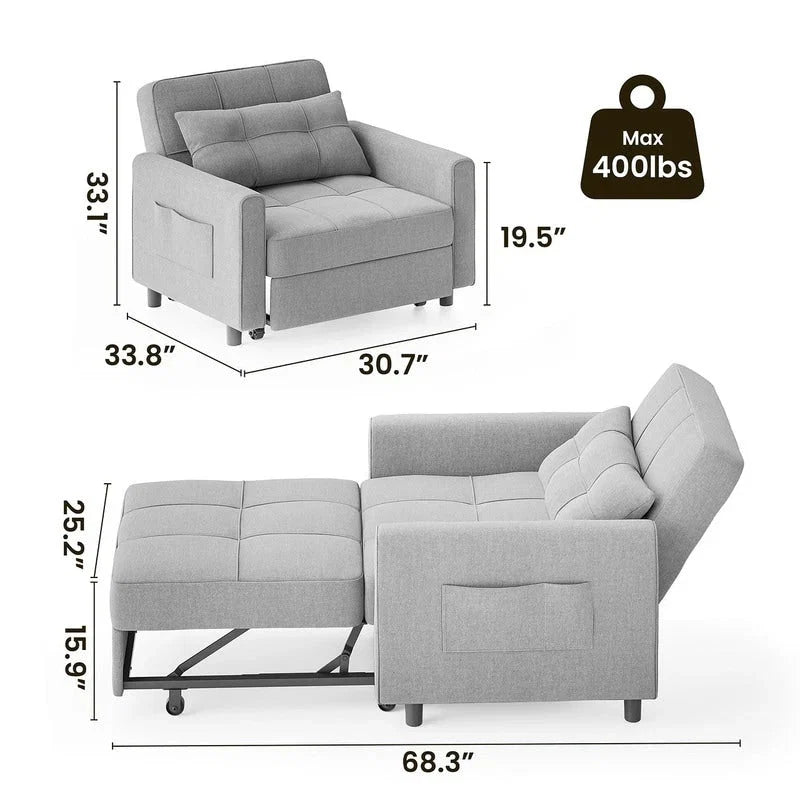 3-in-1 verstellbares Schlafsofa, ausziehbares Sesselsofa, umwandelbares Klappbett für das Wohnzimmer