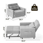 3-in-1 verstellbares Schlafsofa, ausziehbares Sesselsofa, umwandelbares Klappbett für das Wohnzimmer