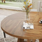 47 Zoll runder Esstisch für 4 Personen, Holztisch im Landhausstil für Küche, Esszimmer, Wohnzimmer