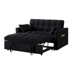 4-in-1 Schlafsofa ausziehbar – Samt-Zweisitzer – umwandelbares Schlafsofa mit verstellbarer Rückenlehne, 2 Seitentaschen