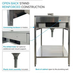 61 cm B x 56 cm T x 89 cm H Waschbecken aus Edelstahl mit Unterschrank