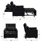 3-in-1 Schlafsofa Loungesessel, Schwarz