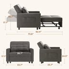 3-in-1 verstellbares Schlafsofa, ausziehbares Sesselsofa, umwandelbares Klappbett für das Wohnzimmer