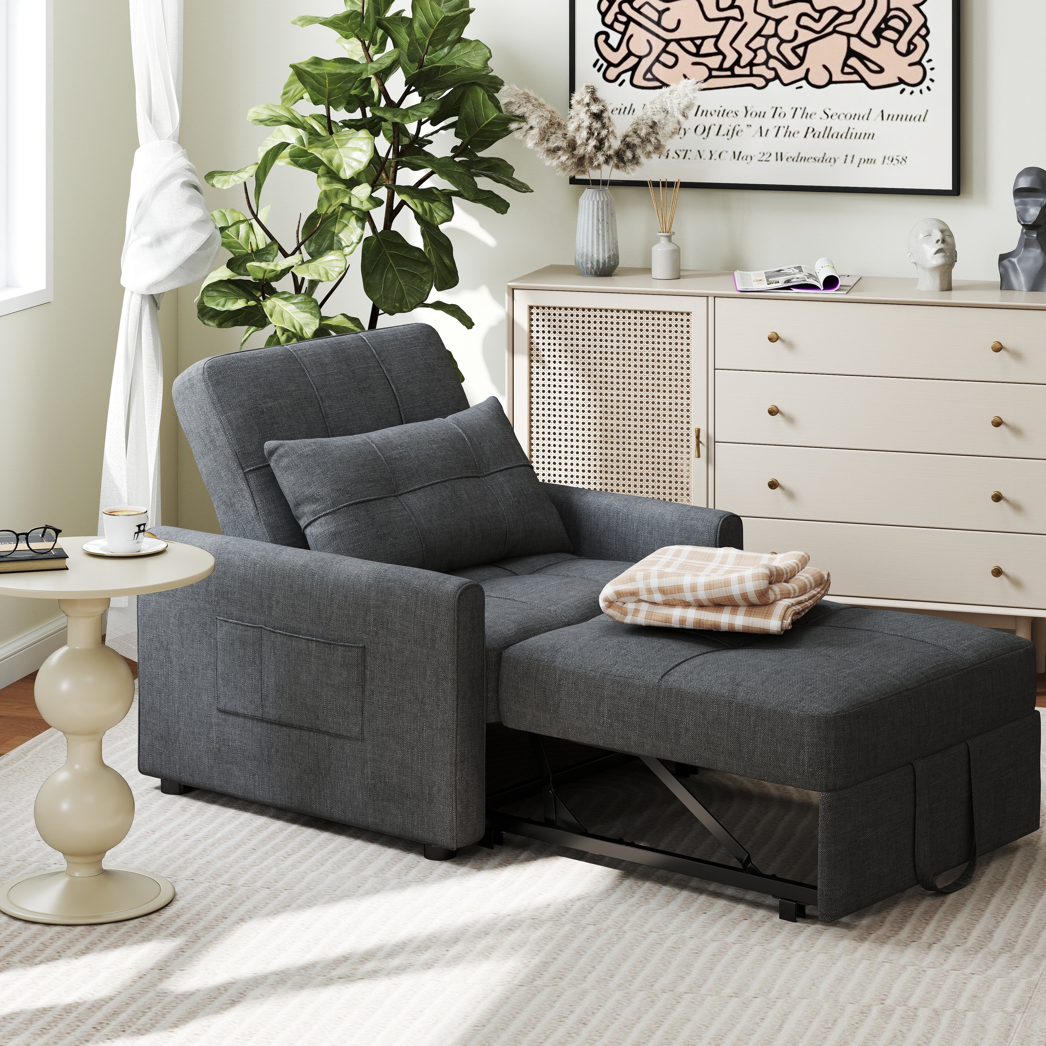 3-in-1 verstellbares Schlafsofa, ausziehbares Sesselsofa, umwandelbares Klappbett für das Wohnzimmer