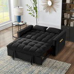 4-in-1 Schlafsofa ausziehbar – Samt-Zweisitzer – umwandelbares Schlafsofa mit verstellbarer Rückenlehne, 2 Seitentaschen