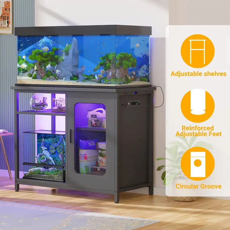 20-29 Gallonen Aquarienunterschrank mit Steckdosen & LED-Beleuchtung