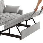 4-in-1 Loveseat Schlafsofa mit Armlehnen & Aufbewahrungstaschen, Multifunktionales getuftetes Ausziehsofa mit verstellbarer Rückenlehne