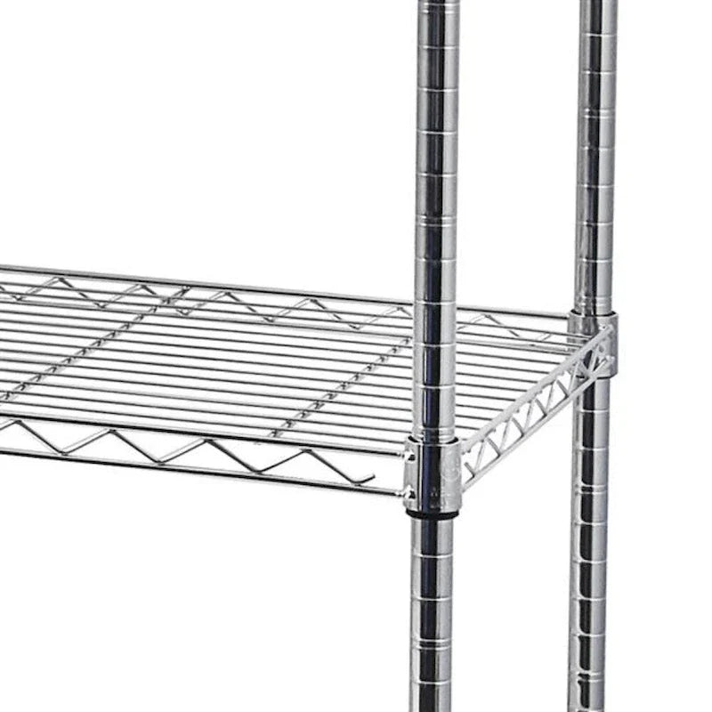 5-stöckiges Drahtregal aus Stahl mit Rollen – (59,06 x 17,72 x 70,87)