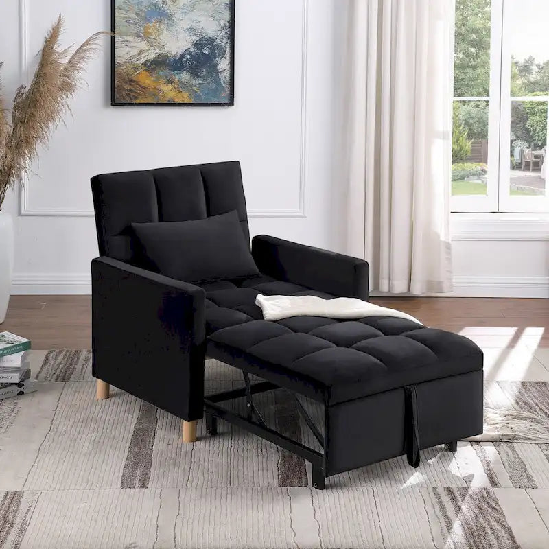 3-in-1 Schlafsofa Loungesessel, Schwarz
