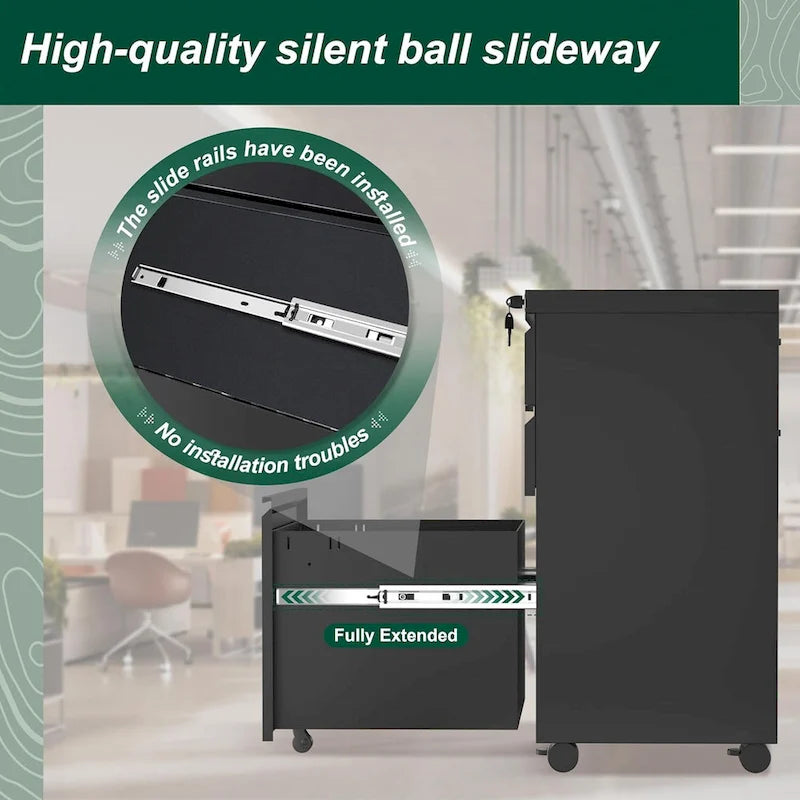 Rollcontainer/Standcontainer mit 3 Schubladen für das Home Office