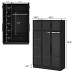 47,2 Zoll breiter Kleiderschrank mit LED-Beleuchtung, Ganzglastüren
